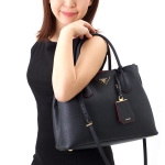 プラダバッグ PRADA トートバッグ/ショルダーバッグ サフィアーノ キュイール 【SAFFIANO CUIR】 ブラック&フォーコレッド  レディース 1BG775 2A4A F0LJ4​