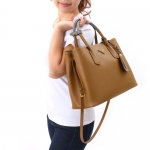 プラダ PRADA トートバッグ/ショルダーバッグ サフィアーノ キュイール 【SAFFIANO CUIR】 キャラメル&マルモグレー  レディース 1BG775 2A4A F0S01​