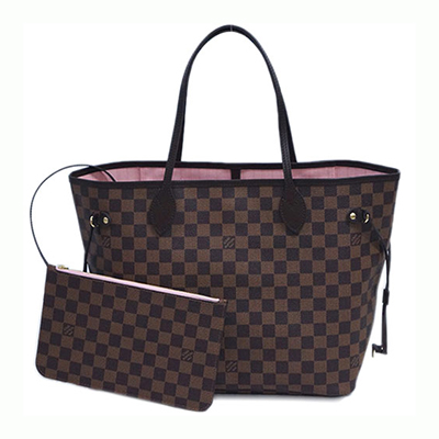 ルイヴィトン　バッグ　ダミエ・エベヌ　LV　トートバッグ　ポーチ付き　ネヴァーフルMM　ローズ・バレリーヌ　N41603