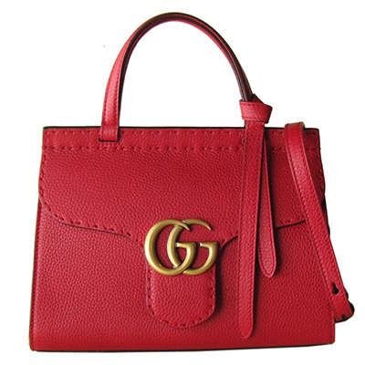 グッチ バッグ レディース 2WAY ショルダーバッグ ハンドバッグ GGマーモント ミニトップハンドルバッグ レッド 442622 A7M0T 6339