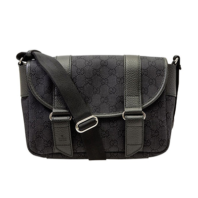 グッチGUCCI 斜めがけショルダーバッグ レディース ブラック GGデニムxレザー 374429f5din1160