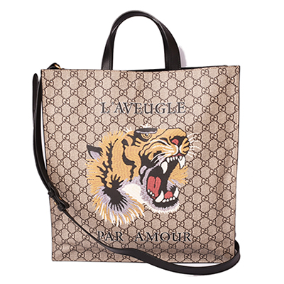 グッチ トートバッグ/ショルダーバッグ GUCCI ベンガル/虎 GGスプリーム ブラウン/ベージュ ブラック 450950K571T8668