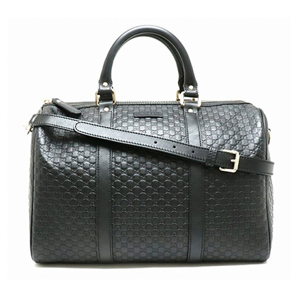 GUCCIグッチ マイクログッチシマ 2WAY ボストンバッグ ハンドバッグ ショルダーバッグ レザー 黒 ブラック アウトレット品 449646 BMJ1G 1000
