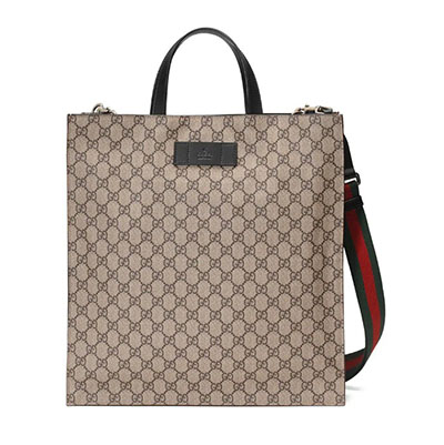 グッチ(Gucci) 456217 ユニセックス GGスプリーム,レザー トートバッグ ベージュ,ブラック 456217K5IAN1000