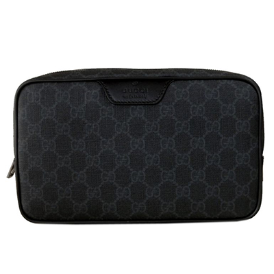 グッチ GUCCI  ポーチ キャンバス×レザー ブラック×グレー 368556-KGDHR-1078