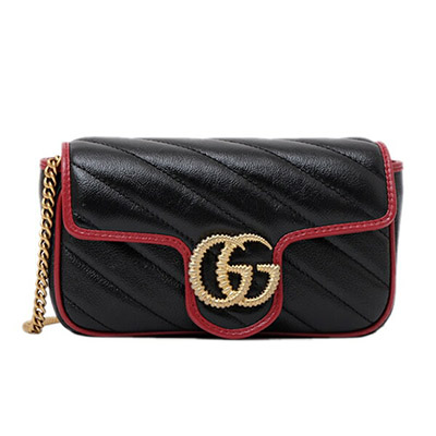 グッチ GUCCI GGマーモント キルティングレザー スーパーミニ ショルダーバッグ ブラック基調 [レディース] 574969 0OLFX 8277