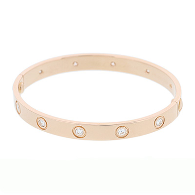 カルティエ ブレスレット ラブブレス フル ダイヤ PG ピンクゴールド 18K バングル B6033197