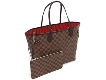 ルイヴィトン バッグ　LOUIS VUITTON　ヴィトン　ダミエ　LV　トートバッグ　ポーチ付き　ネヴァーフルMM　エベヌ　N41358