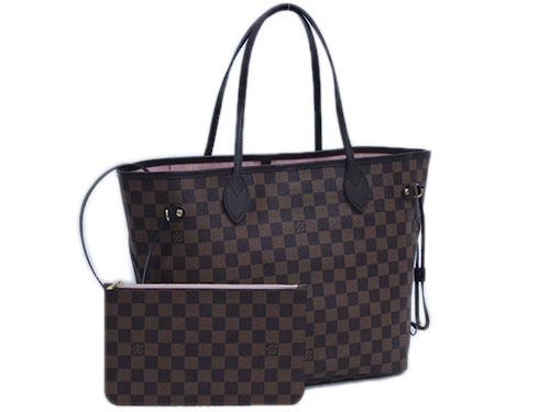ルイヴィトン　バッグ　ダミエ・エベヌ　LV　トートバッグ　ポーチ付き　ネヴァーフルMM　ローズ・バレリーヌ　N41603