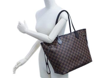 ルイヴィトン　バッグ　ダミエ・エベヌ　LV　トートバッグ　ポーチ付き　ネヴァーフルMM　ローズ・バレリーヌ　N41603