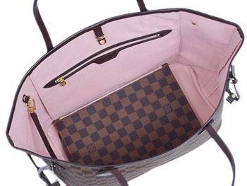 ルイヴィトン　バッグ　ダミエ・エベヌ　LV　トートバッグ　ポーチ付き　ネヴァーフルMM　ローズ・バレリーヌ　N41603