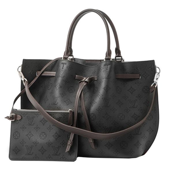ルイヴィトン LOUISVUITTON ジロラッタ  バッグ マヒナ 黒 モノグラム パンチング バイカラー エレガント M54402​