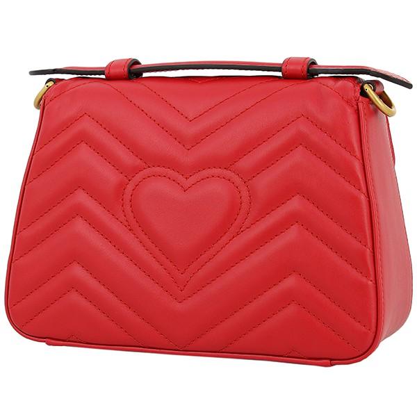 グッチ ミニトップハンドルバッグ GGマーモント キルティングレザー シェブロン ハイビスカスレッド ゴールド金具 ショルダーバッグ ハンドバッグ 2WAY ポシェット 547260 DTDIT 6433