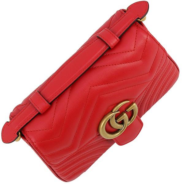 グッチ ミニトップハンドルバッグ GGマーモント キルティングレザー シェブロン ハイビスカスレッド ゴールド金具 ショルダーバッグ ハンドバッグ 2WAY ポシェット 547260 DTDIT 6433