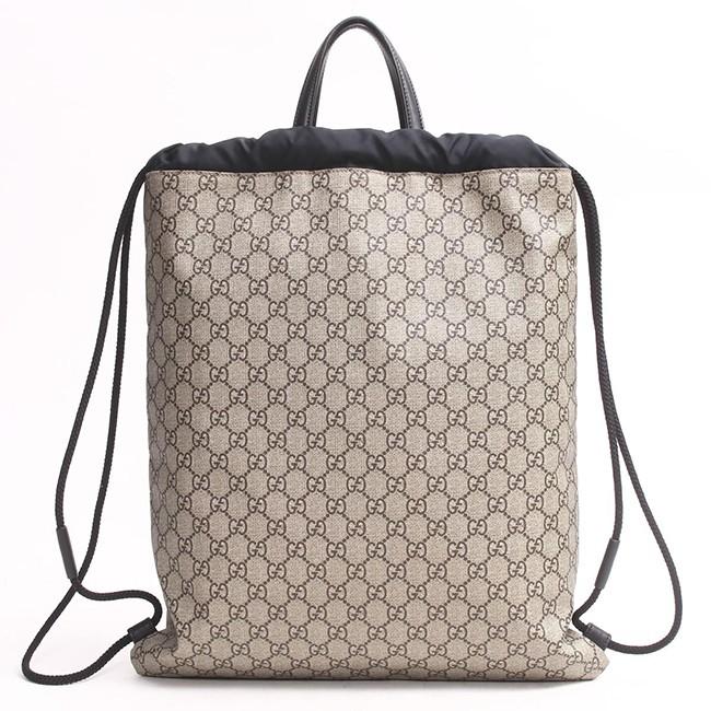 GUCCI グッチ GGスプリーム アングリーキャット バックパック リュックサック カーキベージュ ブラック 黒 マルチカラー 473872 204991