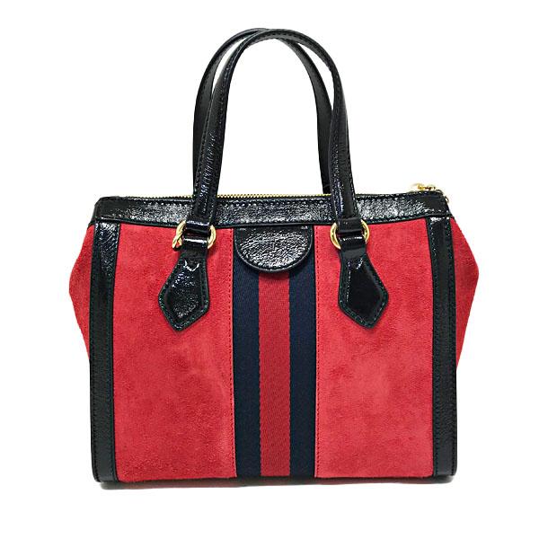 グッチ GUCCI オフィディア スエード パテントレザー ウェブ 2WAY ハンドバッグ ショルダー レッド×ブラック [レディース] 547551 D6ZYB 8670