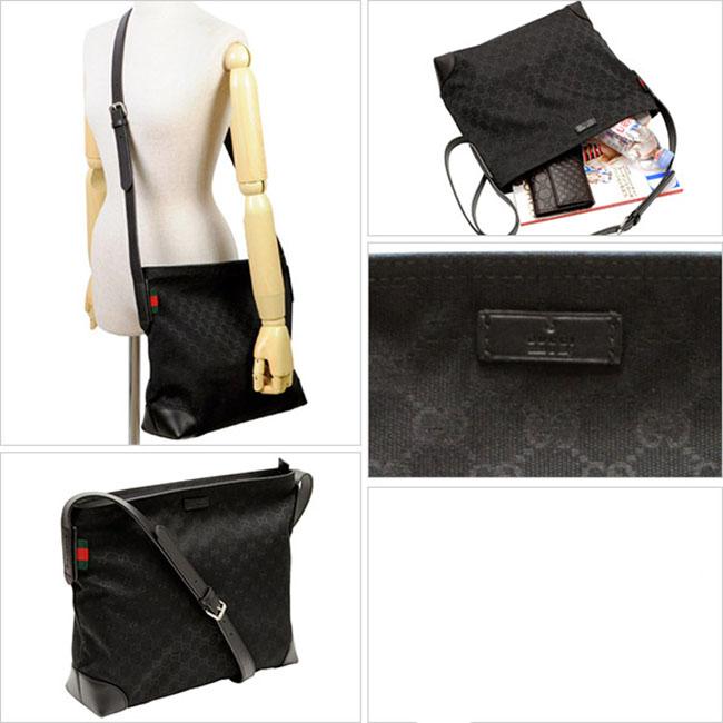 グッチ GUCCI 斜めがけショルダーバッグ メッセンジャーバッグ ス ブラック GGキャンバスxレザー 308930f4csn1060