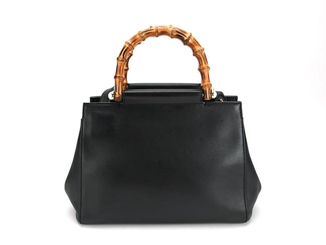 GUCCIグッチトートバッグ ニムフェア スモール レザー トートバッグ 黒×ブラウン レザー×ウッド 453767​