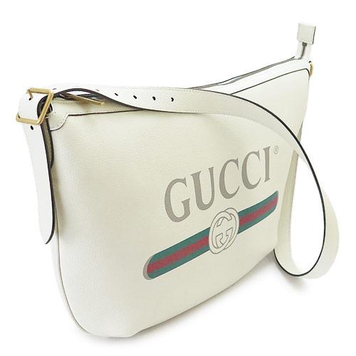 グッチ ショルダーバッグ メンズ  GUCCI ハーフムーン ホーボーバッグ レザー ホワイト 523588 0GCAT 8820​