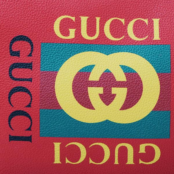 グッチ GUCCI プリント レザー ハーフムーン ホーボーバッグ ショルダーバッグ レッド [メンズ] 523588 0GCAT 6461