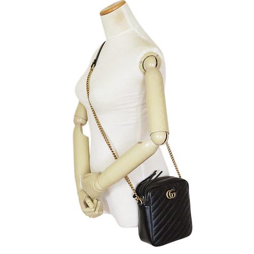 グッチ ショルダーバッグ  GUCCI ポシェット GG MARMONT/GGマーモント キルティング レザー ブラック 550155 0OLFT 1000​