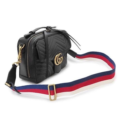 グッチ ショルダーバッグ GUCCI  レディース ハンドバッグ スモール GGマーモント レザー ブラック 黒 498100 DTDPT 8975​