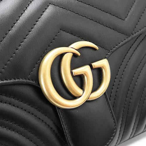 グッチ ショルダーバッグ GUCCI  レディース ハンドバッグ スモール GGマーモント レザー ブラック 黒 498100 DTDPT 8975​