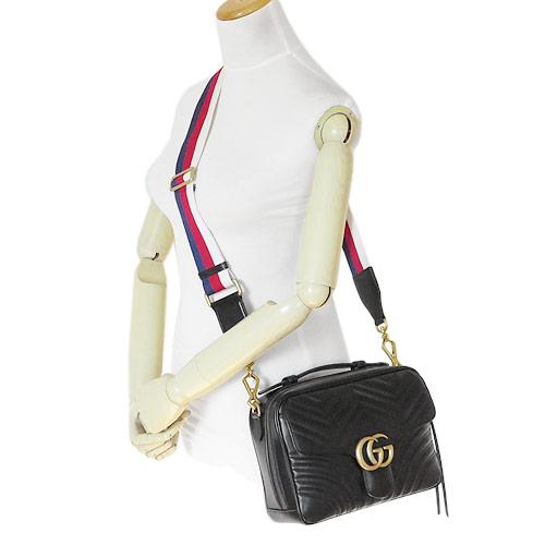 グッチ ショルダーバッグ GUCCI  レディース ハンドバッグ スモール GGマーモント レザー ブラック 黒 498100 DTDPT 8975​