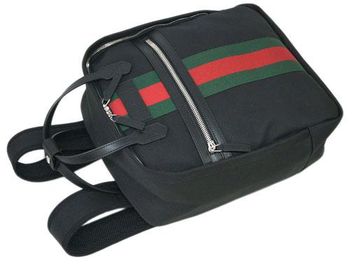 グッチ バッグ  GUCCI バックパック リュックサック パラナ ブラック ウェビング レッドxグリーン アウトレット 495558-1060​