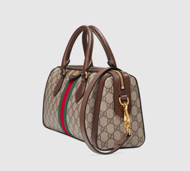 GUCCIグッチ エンボスロゴラゲージタグ付きボストンバッグ GG柄 ベージュ×ブラウン ショルダーバッグ ハンドバッグ 547953 9C2ST 8746