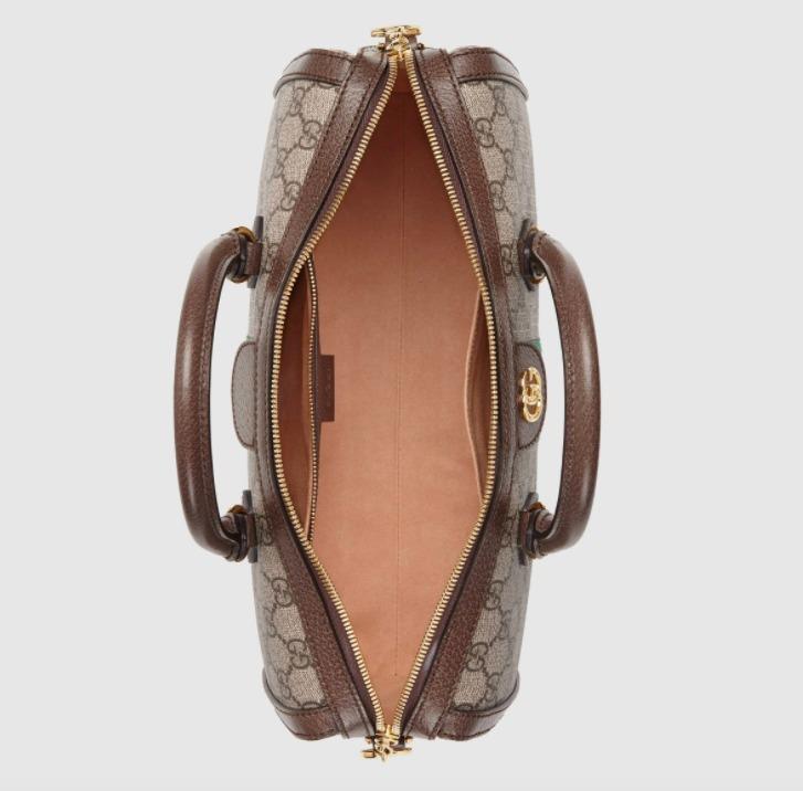 GUCCIグッチ エンボスロゴラゲージタグ付きボストンバッグ GG柄 ベージュ×ブラウン ショルダーバッグ ハンドバッグ 547953 9C2ST 8746
