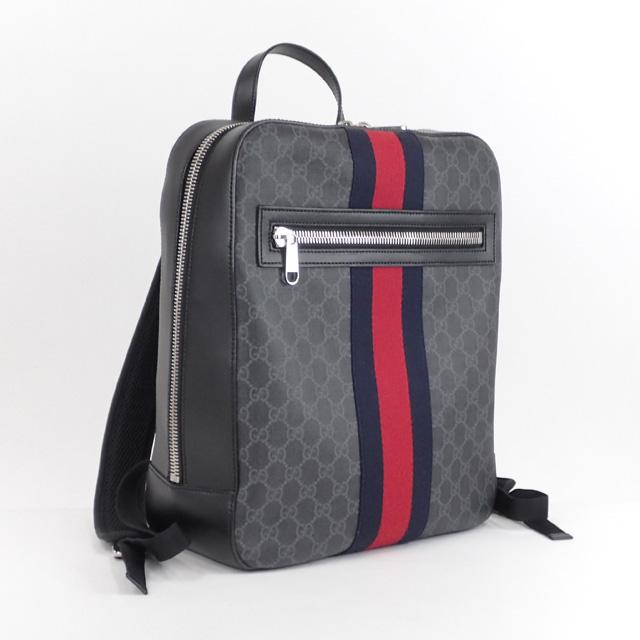 グッチ GUCCI　GGスプリーム バックパック リュックサック PVC レザー 黒 グレー 478324 9C2DN 8847
