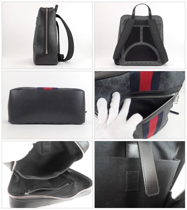 グッチ GUCCI　GGスプリーム バックパック リュックサック PVC レザー 黒 グレー 478324 9C2DN 8847