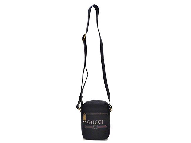 グッチ GUCCI プリントレザーショルダーバッグ ブラック  メンズ レザー 574803 0Y2AT 8163