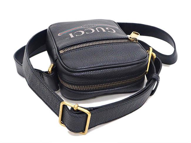 グッチ GUCCI プリントレザーショルダーバッグ ブラック  メンズ レザー 574803 0Y2AT 8163