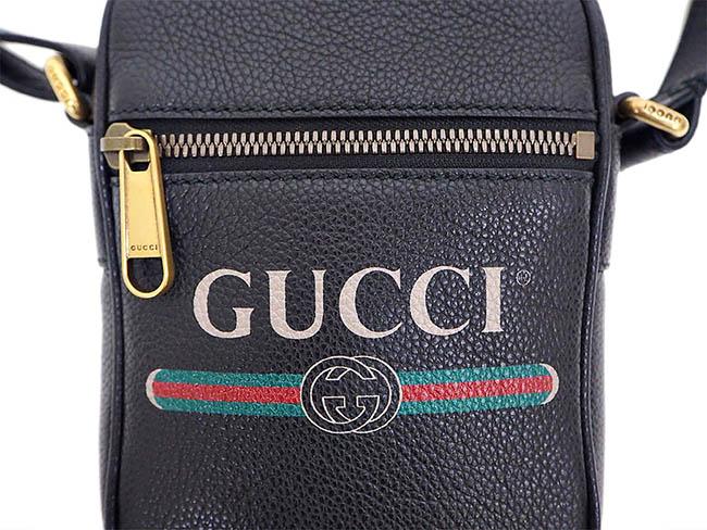 グッチ GUCCI プリントレザーショルダーバッグ ブラック  メンズ レザー 574803 0Y2AT 8163