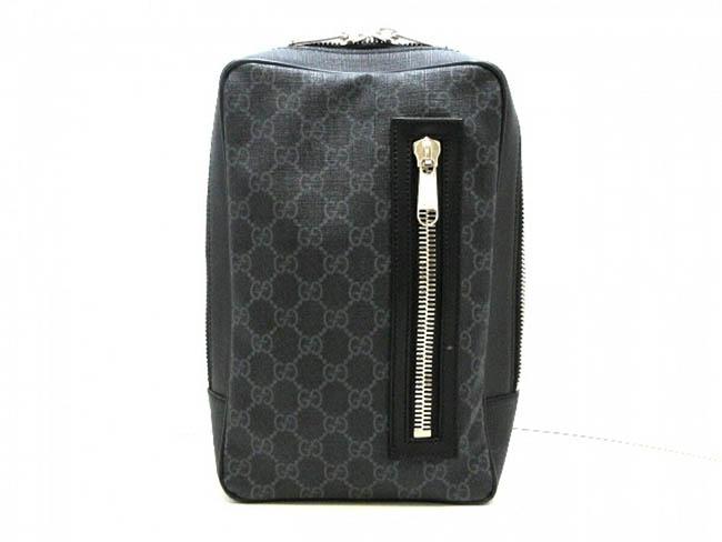 GUCCIグッチ ワンショルダーバッグ ソフト GGスプリーム ベルトバッグ  黒×ダークグレー レザー 478325 K9RRN 1095​
