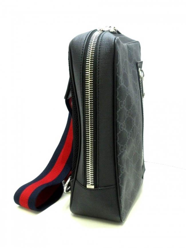 GUCCIグッチ ワンショルダーバッグ ソフト GGスプリーム ベルトバッグ  黒×ダークグレー レザー 478325 K9RRN 1095​