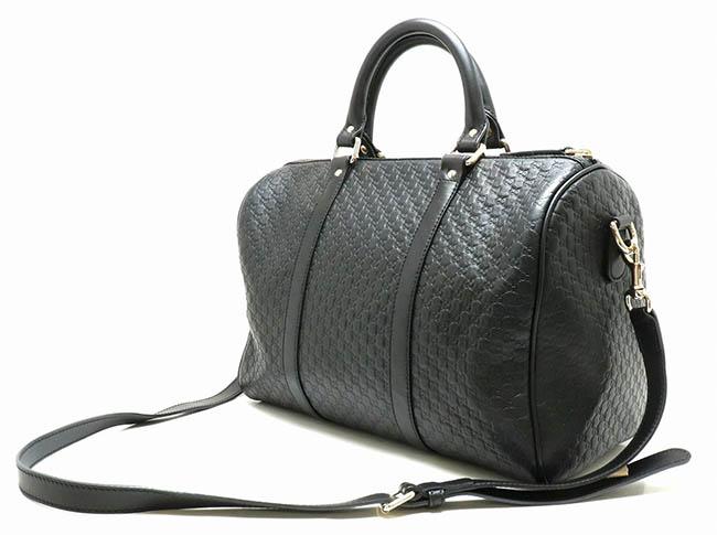 GUCCIグッチ マイクログッチシマ 2WAY ボストンバッグ ハンドバッグ ショルダーバッグ レザー 黒 ブラック アウトレット品 449646 BMJ1G 1000