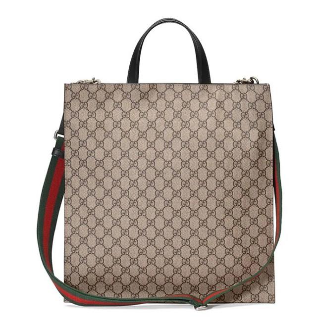 グッチ(Gucci) 456217 ユニセックス GGスプリーム,レザー トートバッグ ベージュ,ブラック 456217K5IAN1000