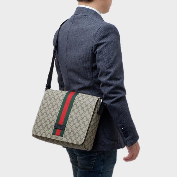 グッチ GUCCI GGスプリームキャンバス ショルダーバッグ メッセンジャー ベージュ×エボニー [メンズ] 475432 KHNGN 9692