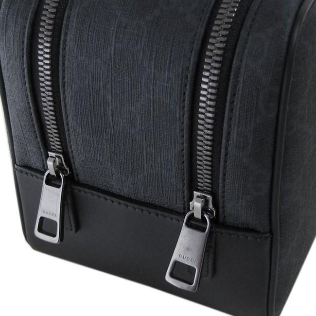グッチ GUCCI  ポーチ キャンバス×レザー ブラック×グレー 368556-KGDHR-1078