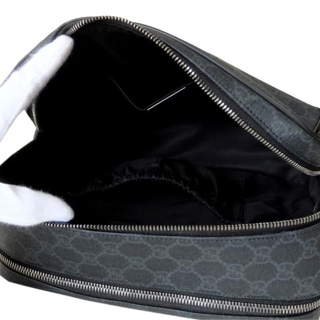 グッチ GUCCI  ポーチ キャンバス×レザー ブラック×グレー 368556-KGDHR-1078