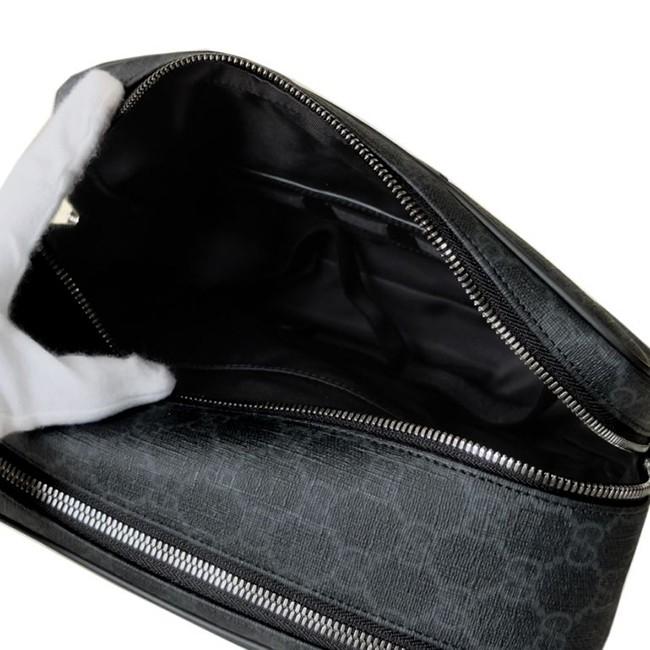 グッチ GUCCI  ポーチ キャンバス×レザー ブラック×グレー 368556-KGDHR-1078