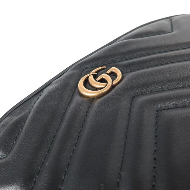 GUCCIグッチ リュックサック GGマーモントロゴ ブラックシェブロンキルティングレザー ナップサック ストラクチャードシェイプ 523405 DTDQT 1000