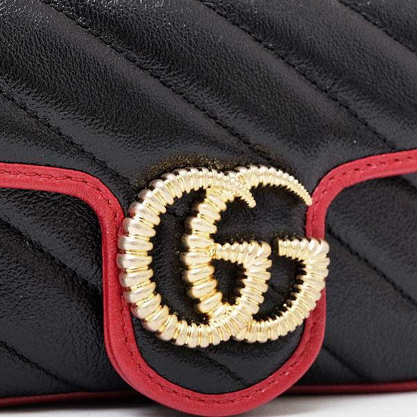 グッチ GUCCI GGマーモント キルティングレザー スーパーミニ ショルダーバッグ ブラック基調 [レディース] 574969 0OLFX 8277