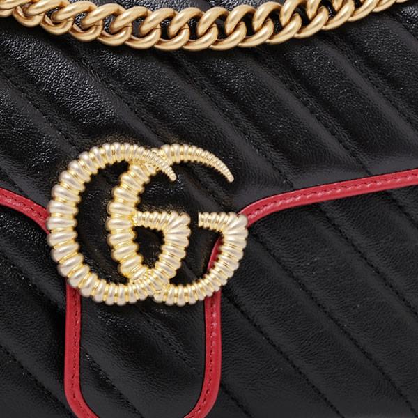 グッチ GUCCI GGマーモント レザー チェーン ショルダーバッグ ブラック基調 [レディース] 443497 0OLFX 8277