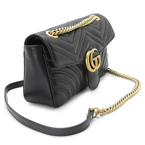 グッチ ショルダーバッグ  GUCCI ポシェット 2WAYバッグ ハンドバッグ GG MARMONT/GGマーモント キルティング レザー ブラック 443497 DTDIT 1000​