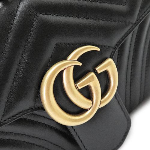 グッチ ショルダーバッグ  GUCCI ポシェット 2WAYバッグ ハンドバッグ GG MARMONT/GGマーモント キルティング レザー ブラック 443497 DTDIT 1000​