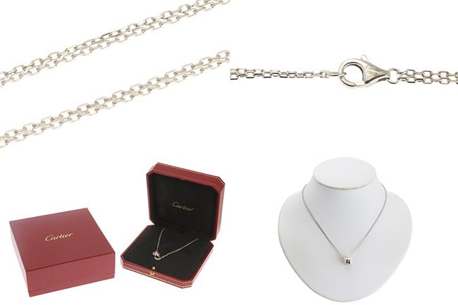 カルティエ ラブ スリーフープ ダイヤ ネックレス WG PG 18K  B16025350